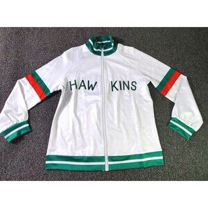 Unbranded Hawkins Track Jacket Men Medium White/Green ASO Stanger Things Costume